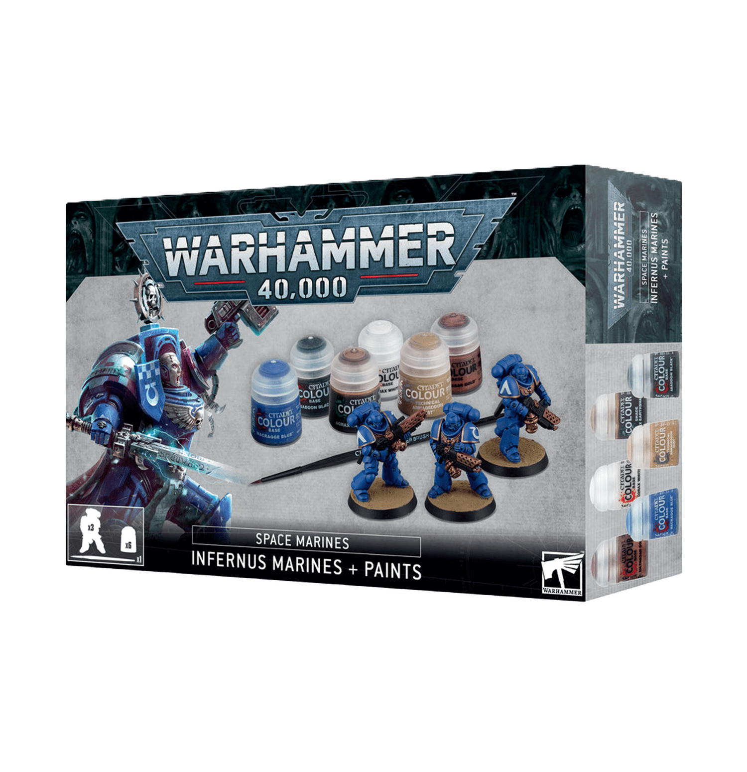Pack de miniaturas y pinturas "Warhammer 40000: Space Marines: Infernus Marines + Paints (Eng/spa/port/lat)"