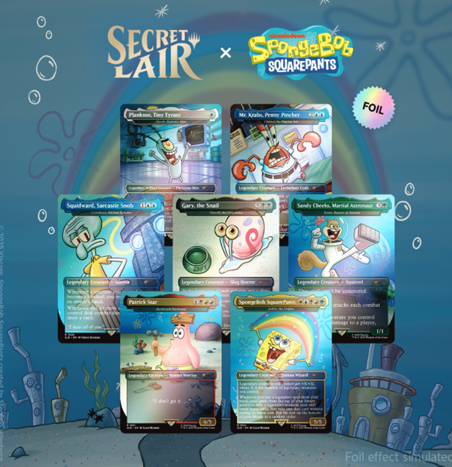 Pack de cartas especiales "MTG Magic: Secret Lair Drop Series - Secret Lair x SpongeBob SquarePants: Legends of Bikini Bottom - Rainbow Foil Edition"