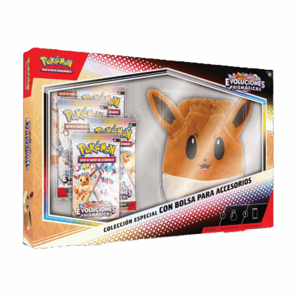 Pack especial con cartas "Pokémon TCG: E&P Evoluciones Prismáticas – Colección Especial con Bolsa para Accesorios"