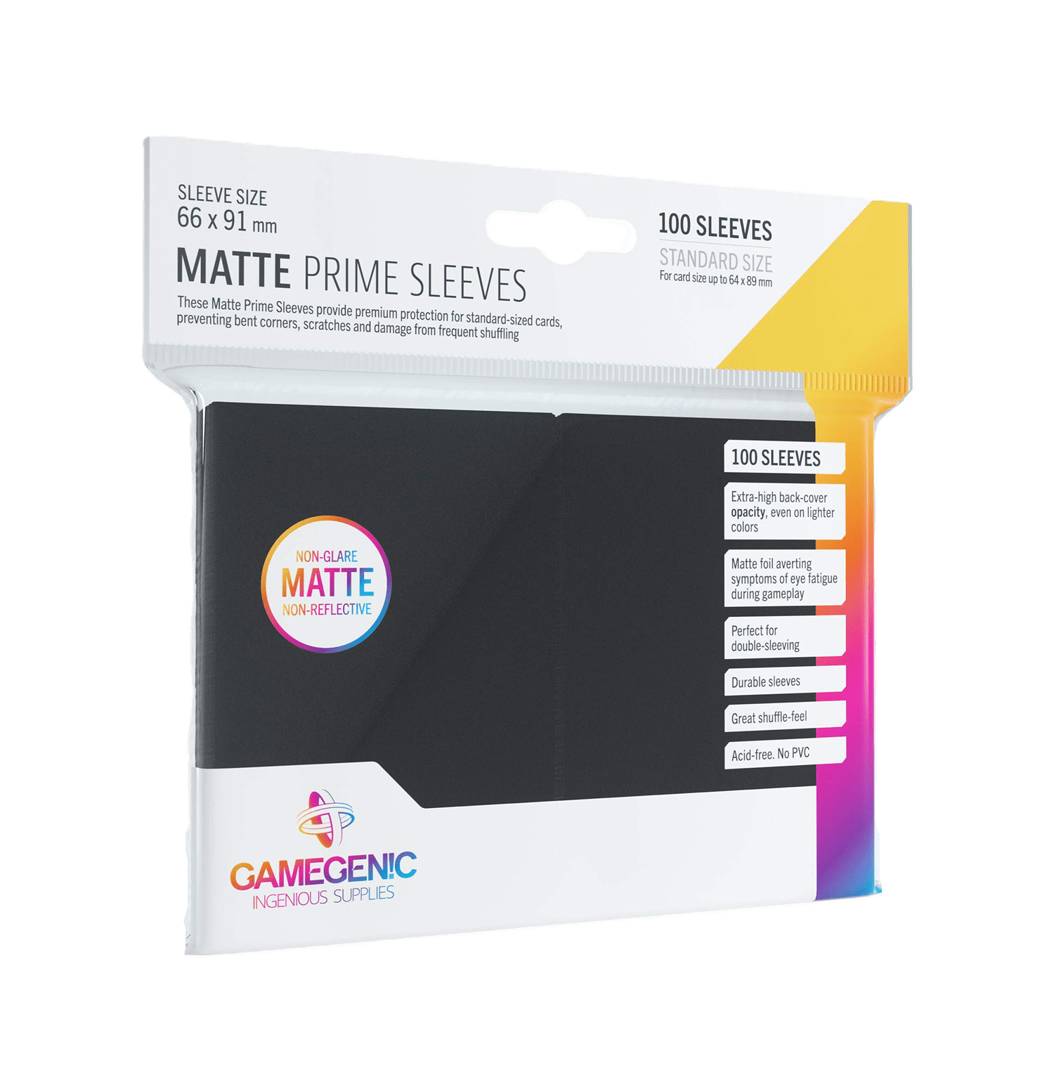 Funda para cartas "Sleeves Gamegenic Matte Prime Standard Size - Black - Pack 100"