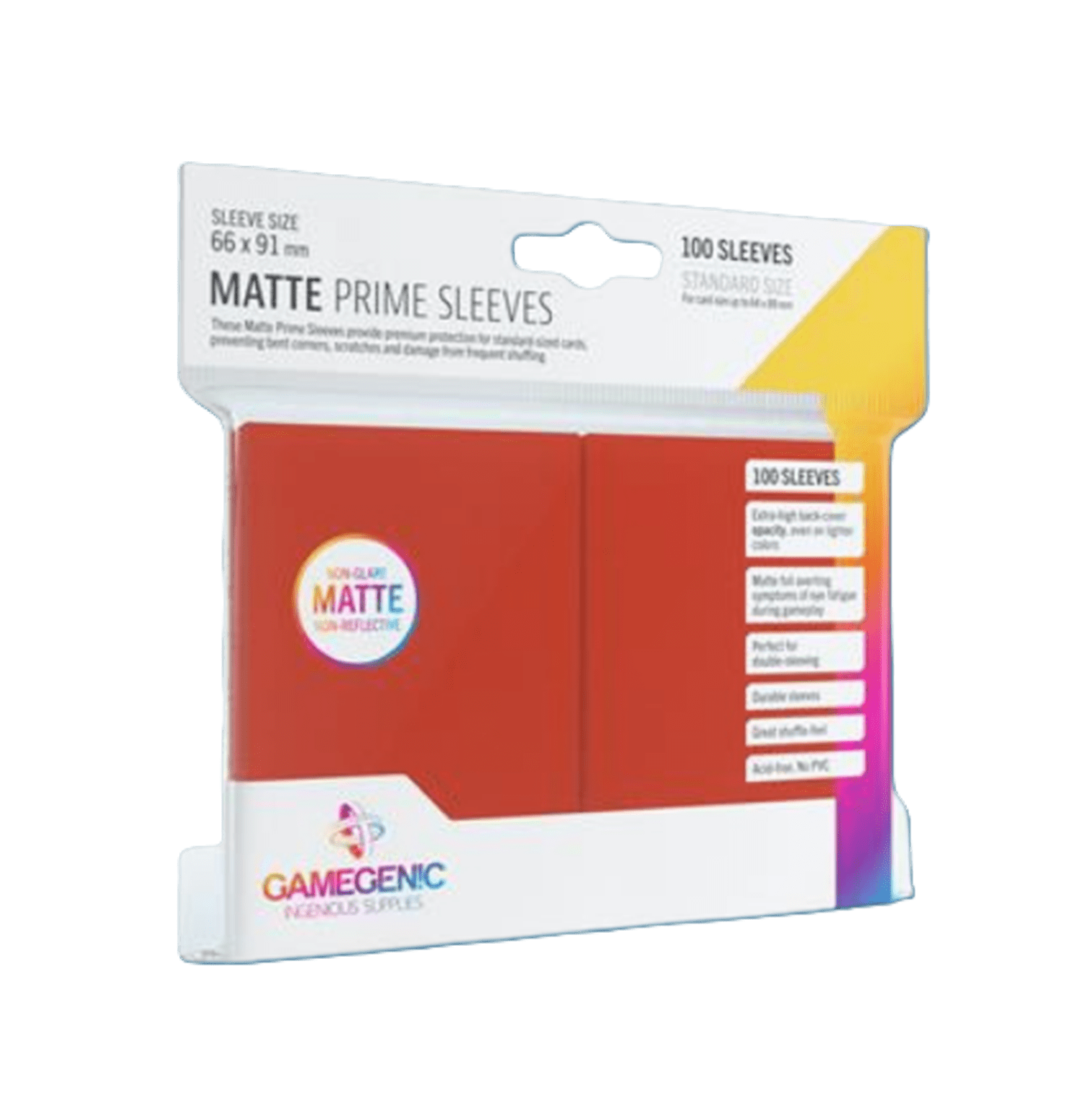 Funda para cartas "Sleeves Gamegenic Matte Prime Standard Size - Red - Pack 100"