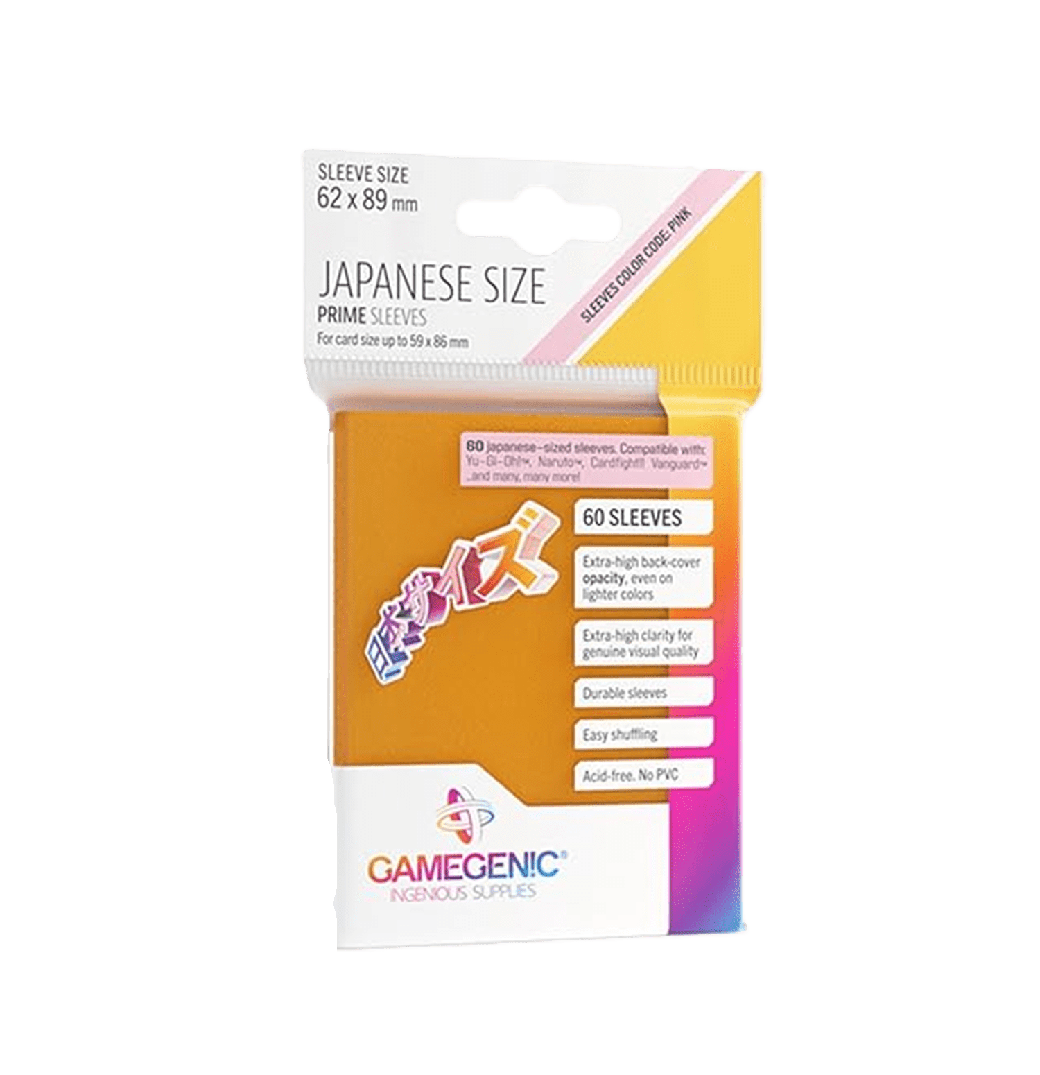 Funda para cartas "Sleeves Gamegenic - Japanese Size - Orange - Pack 60"