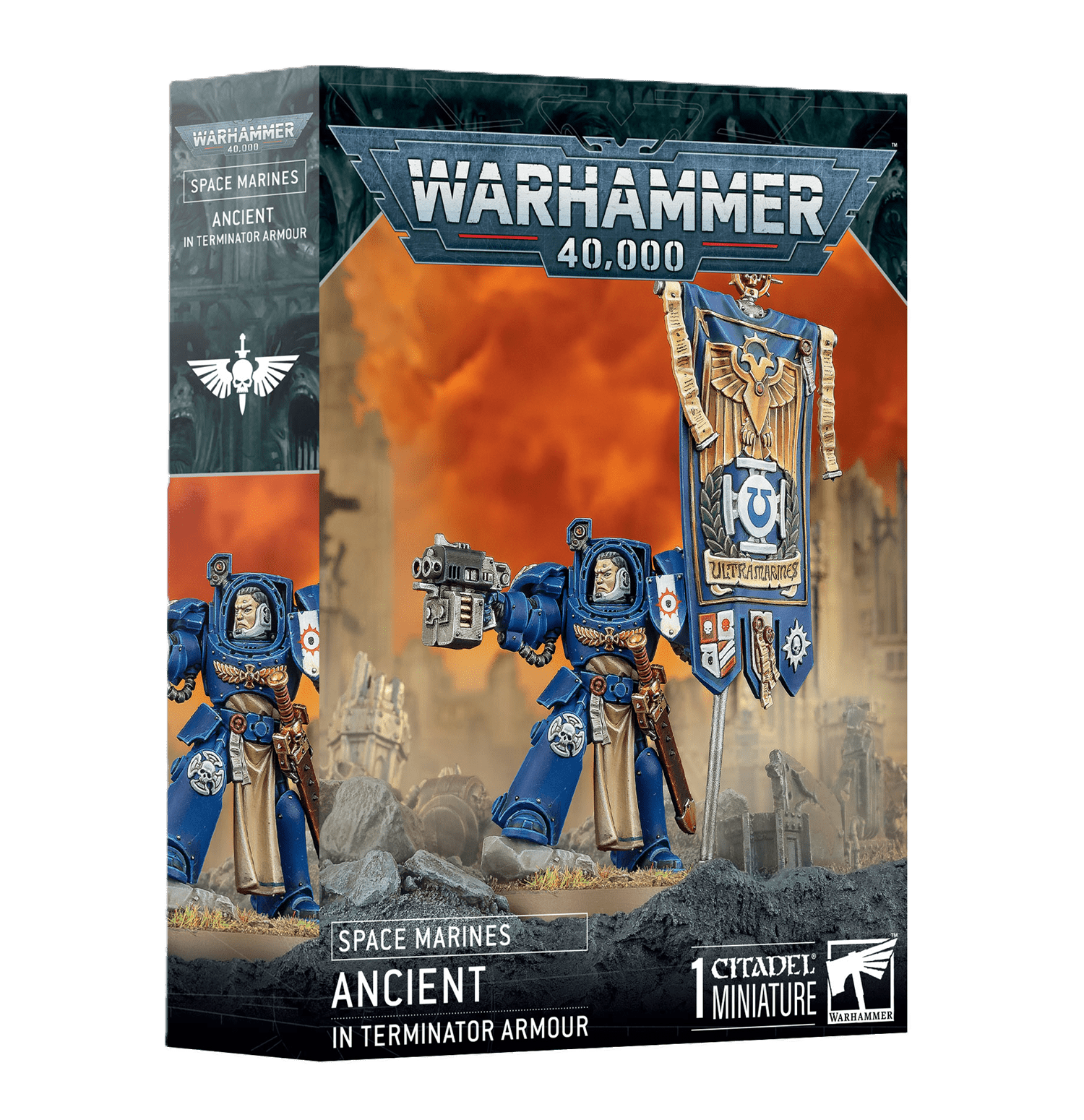 Pack de miniaturas "Warhammer 40000: Space Marines: Ancient in Terminator Armour"