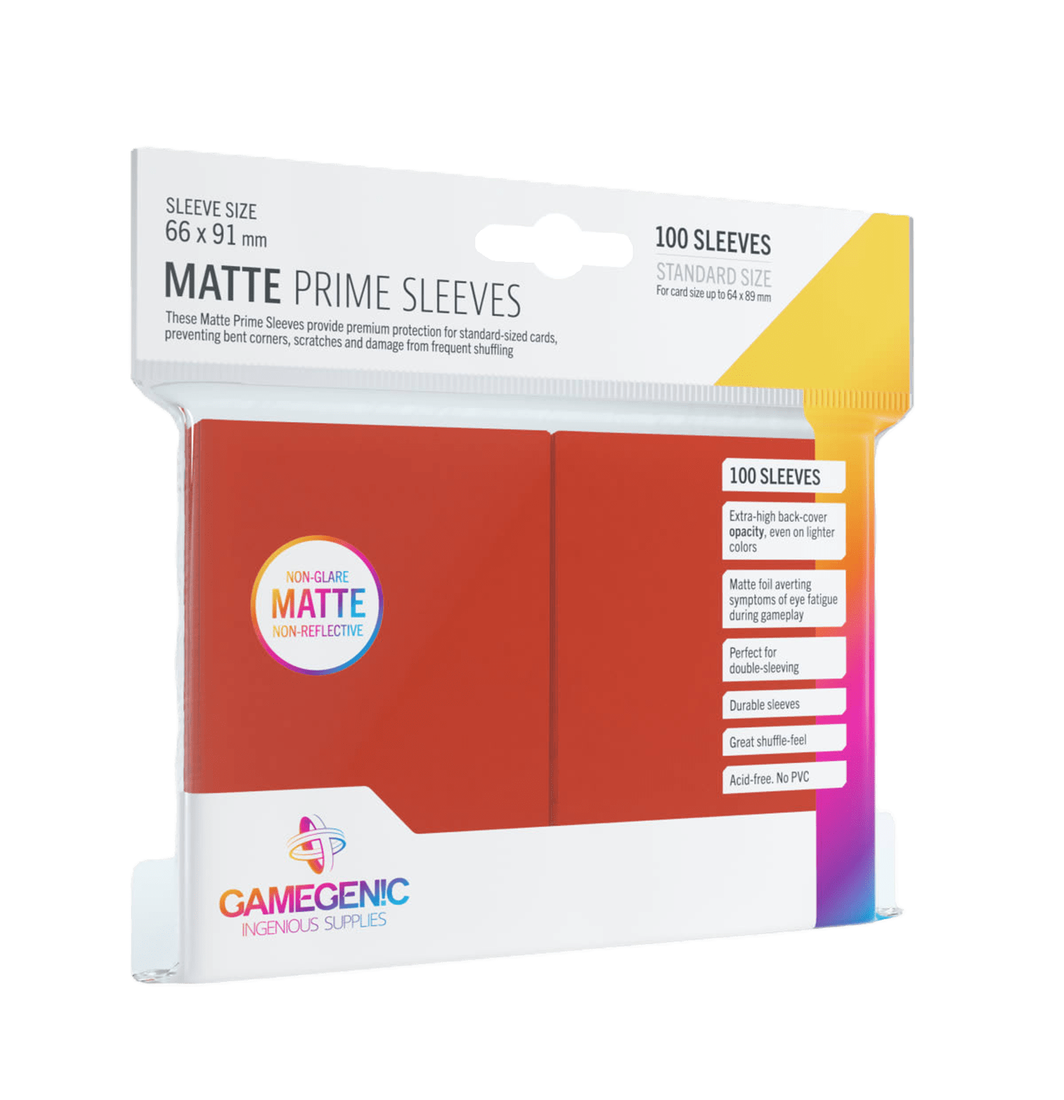 Funda para cartas "Sleeves Gamegenic Matte Prime Standard Size - Red - Pack 100"